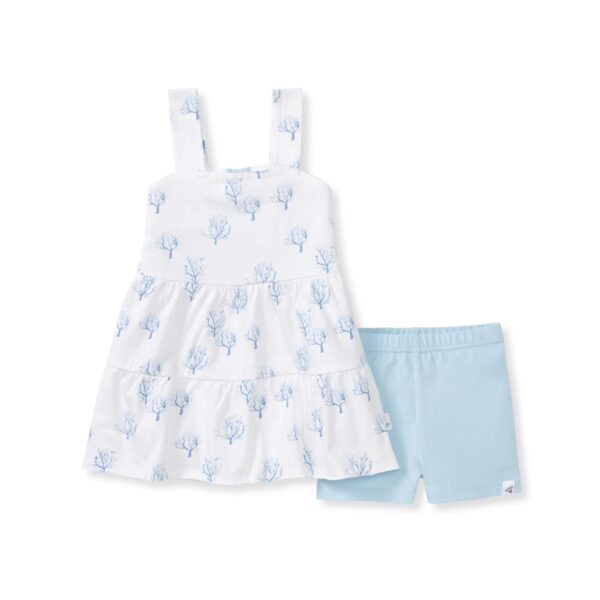Coral Organic Cotton Girl Tunic & Shorts Set